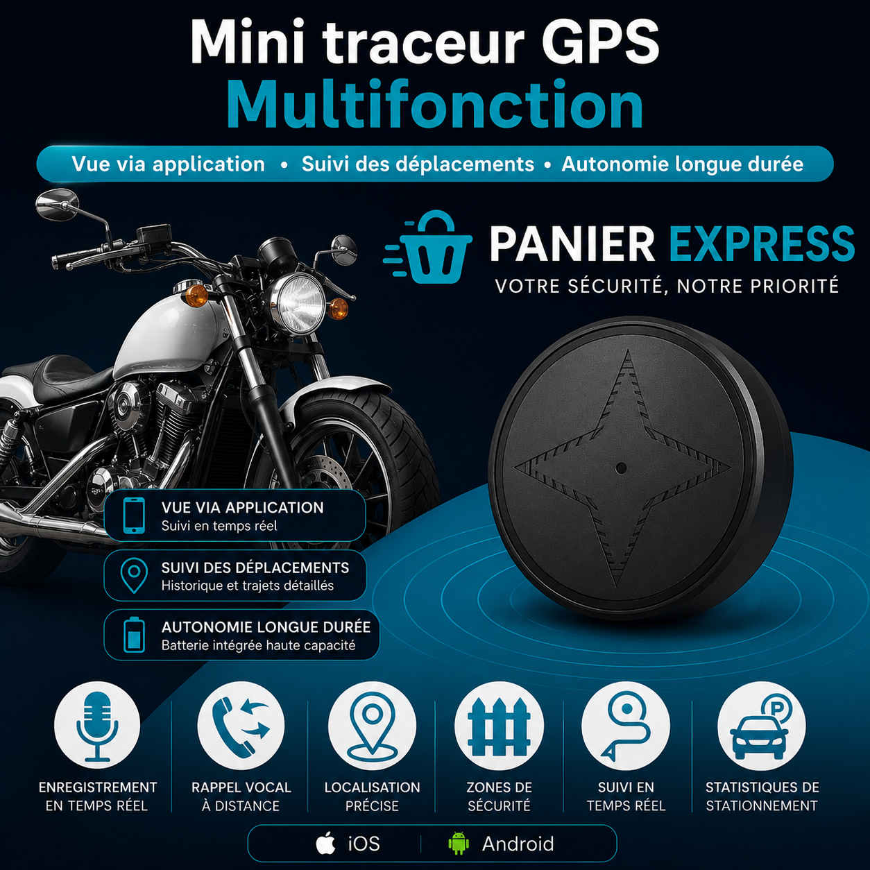 Panier Express – Traceur GPS Moto Invisible & Sans Abonnement