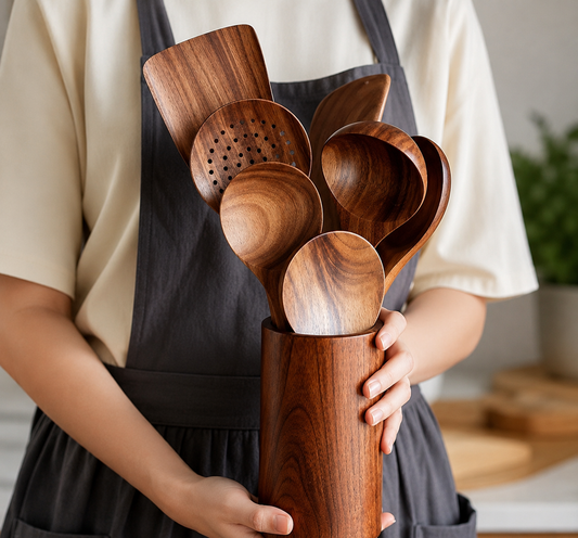 Ustensiles de Cuisine en Bois Naturel